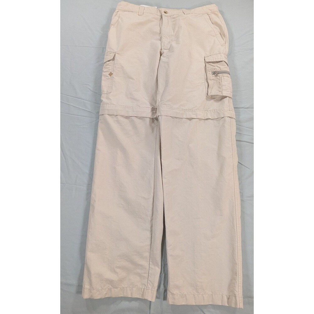 Columbia Men's Large Beige XCO Convertible Nylon Hiking Cargo Pants Medium
